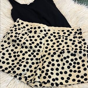 NWT Women’s J. Crew Black and Cream Polka Dot High Waist Shorts size 10